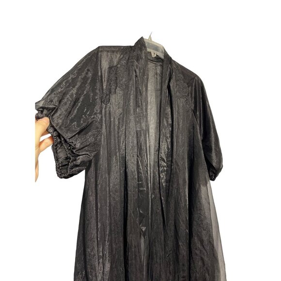 Vanity Fair Women's Short Sleeve See-through Open Dress Coverup Black Size 32 - Picture 2 of 5